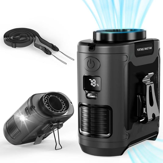 Portable Fan, USB Rechargeable Waist Fan with Clip & Power Bank, Personal Cooling Fan for Outdoor Travel Camping, Back to School Gifts